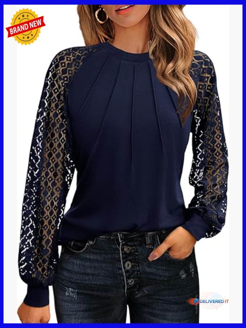 Women's Long Sleeve Lace Blouse Dressy Casual Work Shirt
